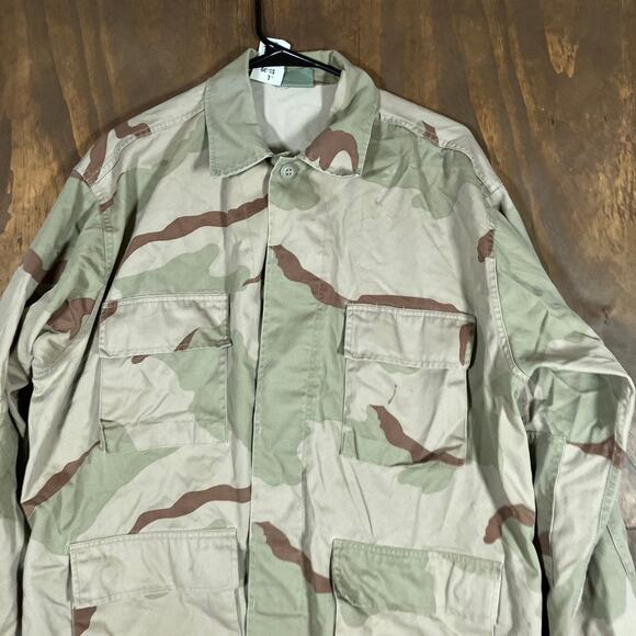 Vintage U.S Armed Forces Mens Coat Tan DCU Camouflage BDU Uniform Large Regular - Picture 2 of 14